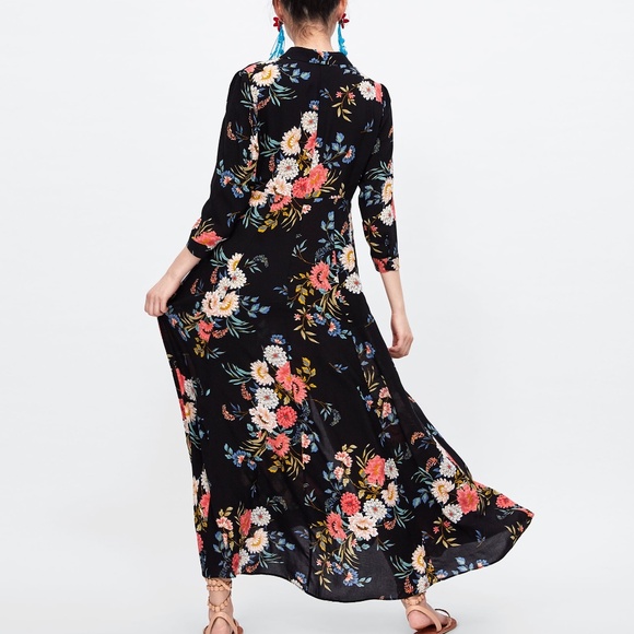 Zara Long Floral Print Dress (Worn Once) - Picture 4 of 12